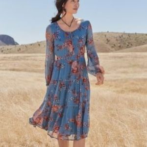 Sundance blue pink floral keyhole dress M